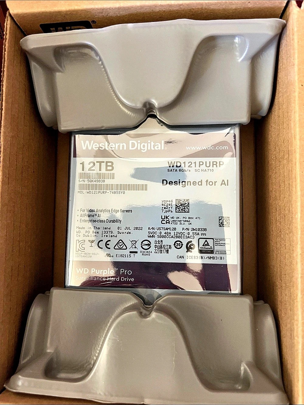 Western Digital WD Purple Pro 12TB Hard Drive NWT